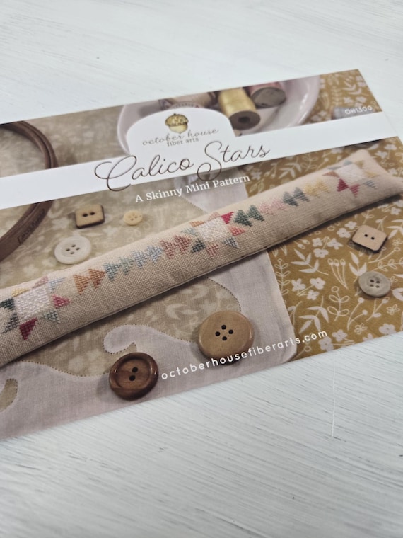 Calico Stars...October House Fiber Arts...cross stitch chart...skinny mini pattern