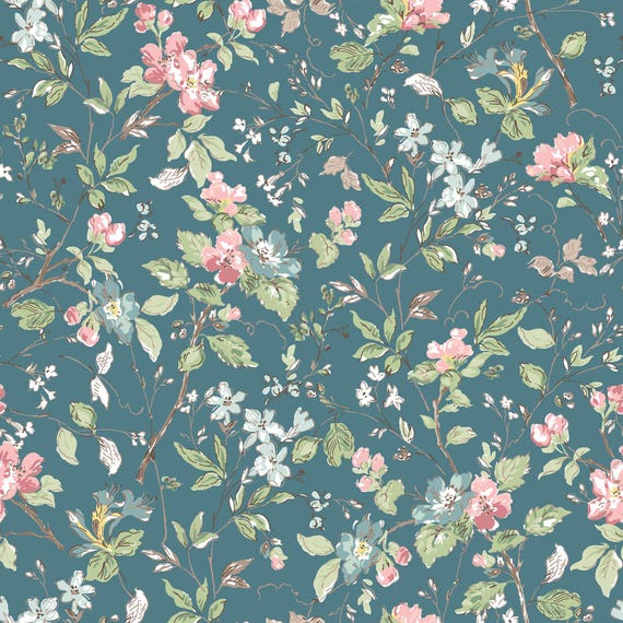 Terrace Blooms....MAS10822-B...Blue...Floral Branches...Maywood Studio