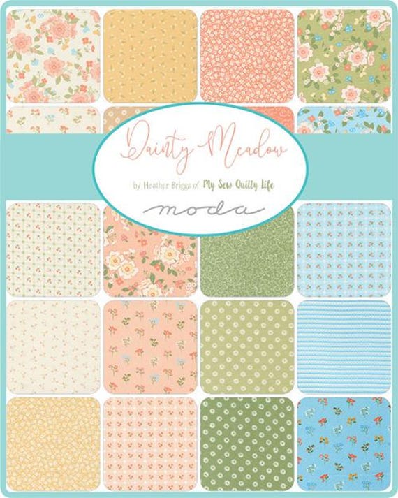 Dainty Meadow...Rose, Blush, Peachy, & Coral FQ bundle...Heather Briggs of My Sew Quilty Life...Moda Fabrics...9 prints