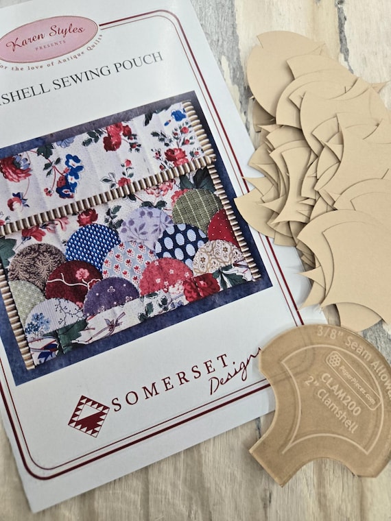 Clamshell Sewing Pouch...Karen Styles...Somerset Designs...pattern, clamshell acrylic and papers