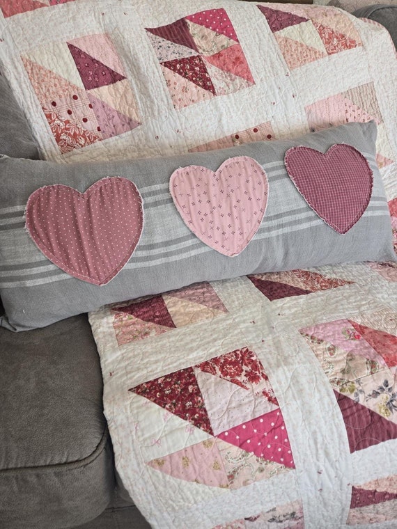 3 of Hearts Pillow kit...designed by Mickey Zimmer for Sweetwater Cotton Shoppe...Valentine's Day...Galentine's Day...2 COLOR OPTIONS