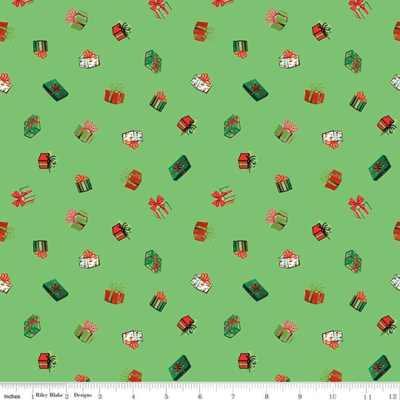 Jingle Bells...Presents Green C14834-GREEN...The Cottage Mama...Riley Blake Designs