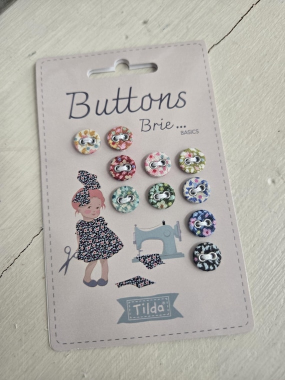 Brie Basics...Button Card...Tilda fabrics...Tone Finnanger