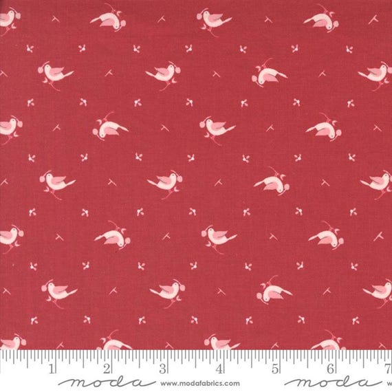 Hollyhocks & Roses...Geranium Red 3053-15...Bunny Hill Designs...Moda Fabrics