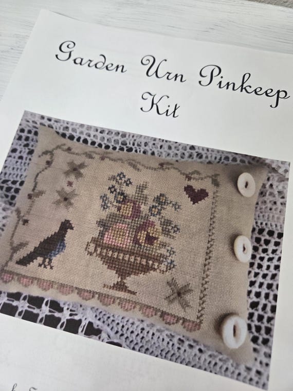 Garden Urn Pinkeep...Samplers Not forgotten...cross stitch kit