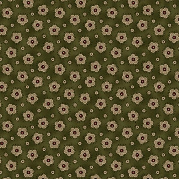Old Village Greens...R171782D-HUNTER...happy blooms...Pam Buda...Marcus Fabrics