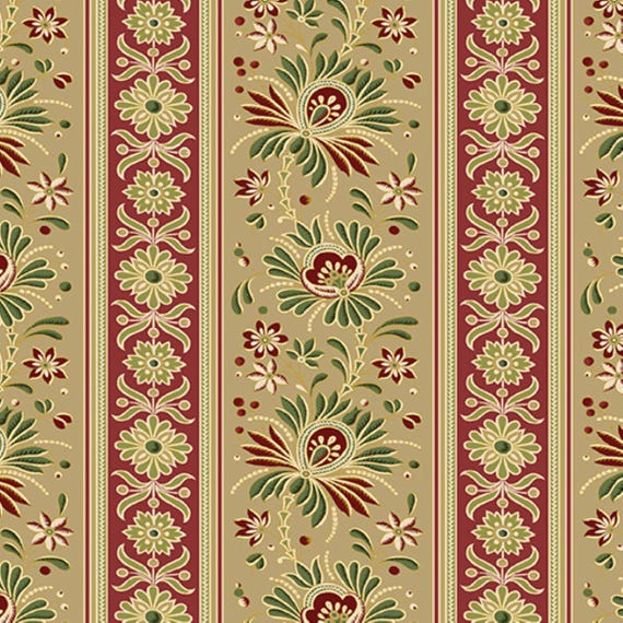 Christmas at Home...16718M-71 Kenna Stripe...Tan...April Cornell...Benartex