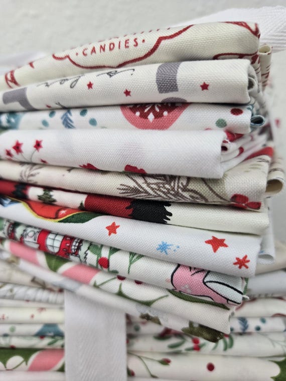 Christmas Low Volume...Big Prints...HALF Yard bundle...10 prints