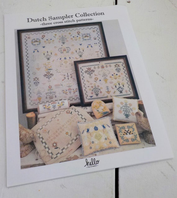 Dutch Sampler Collection, 3 cross stitch patterns, by hello from Liz Mathews, cross stitch, blue and yellow