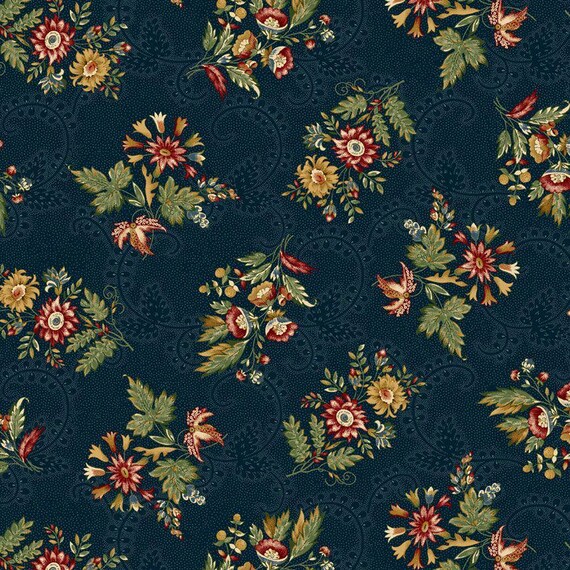 Canton Quilting Circle...R331793D-NAVY-1...floral...Judie Rothermel...Marcus Fabrics