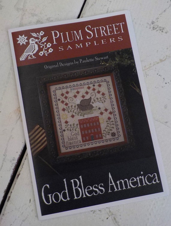 God Bless America by Plum Street Samplers...cross stitch pattern, summer, 4th of july, patriotic cross stitch, americana, independance day
