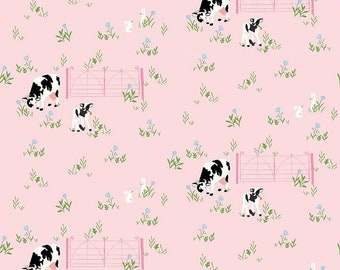 Tulip Cottage Cows and Bunnies Pink C14262-PINK designed by Melissa Mortenson for Riley Blake Designs
