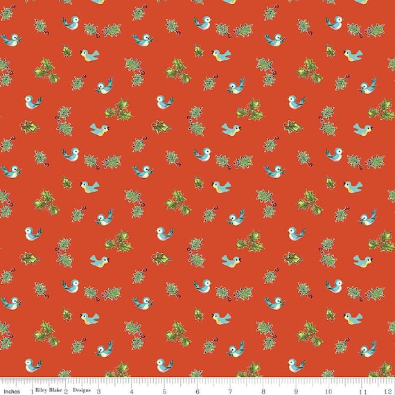 Jingle Bells...Holly Birds Red C14835-RED...The Cottage Mama...Riley Blake Designs