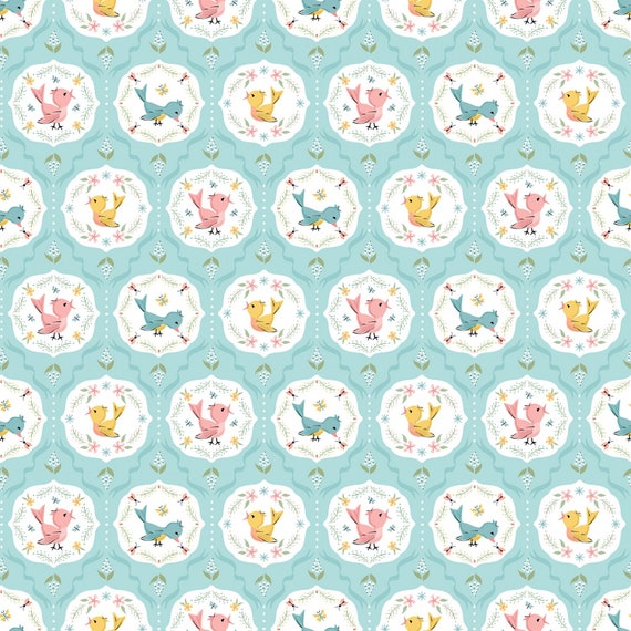 Finding Wonder Blue Tweeting FW24209 by Sheri McCulley for Poppie Cotton