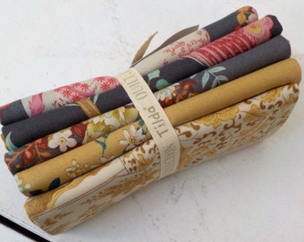 Tilda Chic Escape, Grey/Mustard fat quarter bundle...a Tilda Collection designed by Tone Finnanger, 5 fat quarters