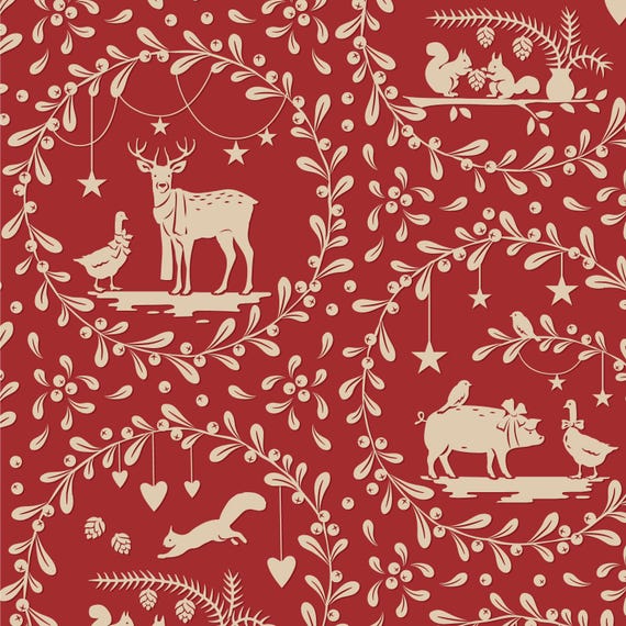Merry Little Christmas...Paperscenes Burgundy...Tilda Autumn 2025...Tone Finnanger