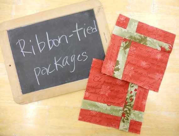 Week 7 Ribbon-Tied Packages...Christmas Morning Quilt Along...PDF block pattern