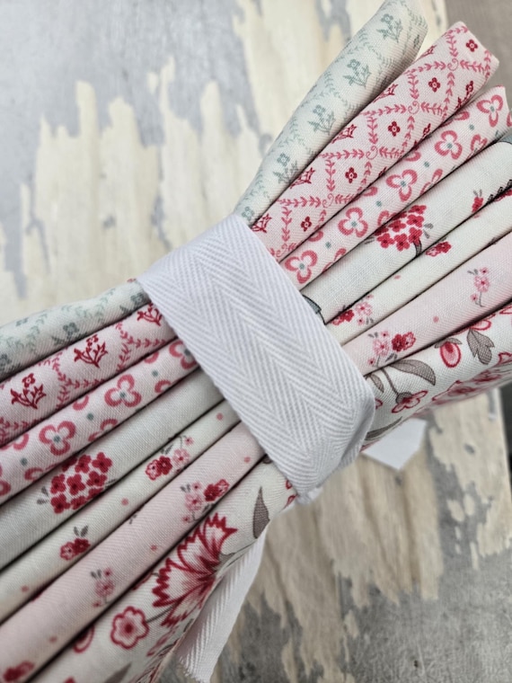 My Summer House...HALF YARD Cream and Blush bundle...Bunny Hill Designs...Moda Fabrics...7 prints