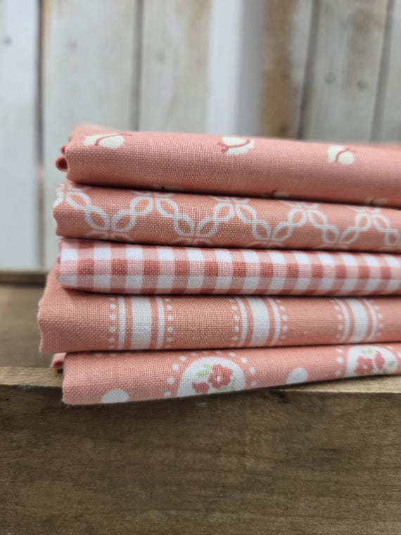 Sunbonnet...Coral HALF Yard bundle...Heather Briggs of My Sew Quilty Life...Moda Fabrics...5 prints