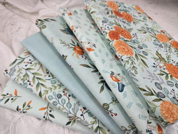 I Love Fall Most of All...Aqua FQ Bundle...Deb Strain...Moda Fabrics...6 prints