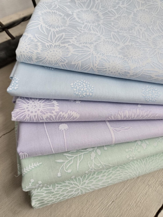 Alabaster Hues...Cool Palette...HALF Yard Bundle...Vanessa Lillrose & Linda Fitch...Robert Kaufman...6 prints