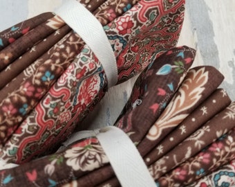 Dinah's Delight 1830-1850 Dark Chocolate fat quarter bundle designed by Betsy Chutchian for Moda Fabrics