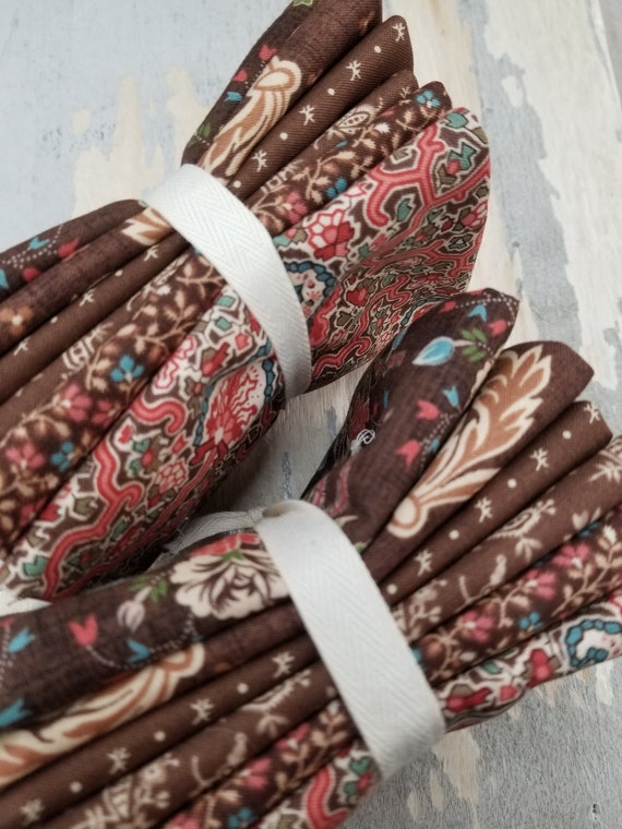 Dinah's Delight 1830-1850 Dark Chocolate fat quarter bundle designed by Betsy Chutchian for Moda Fabrics