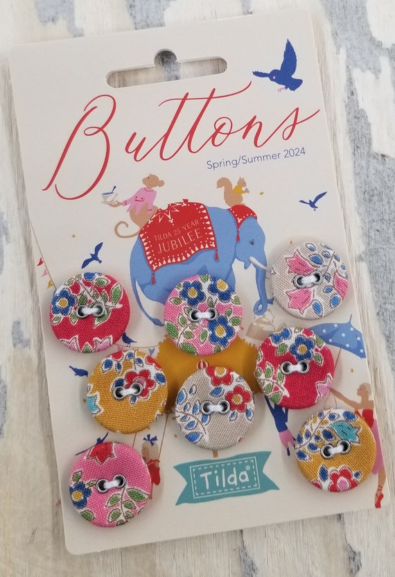 Tilda Jubilee Farm Flower Buttons...8--18mm buttons...from the Tilda Collection designed by Tone Finnanger