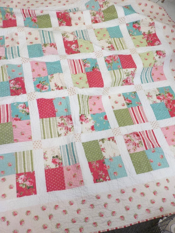 PDF Summer Weekends Quilt pattern...featuring Barefoot Roses Classics by Tanya Whelan...exclusive pattern