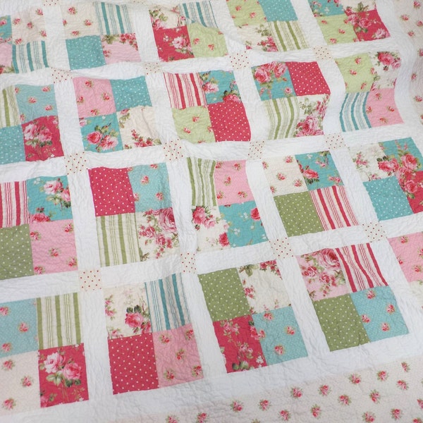 PDF Summer Weekends Quilt pattern...featuring Barefoot Roses Classics by Tanya Whelan...exclusive pattern