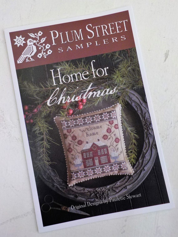 Home for Christmas by Plum Street Samplers...cross stitch pattern, Christmas cross stitch, winter cross stitch