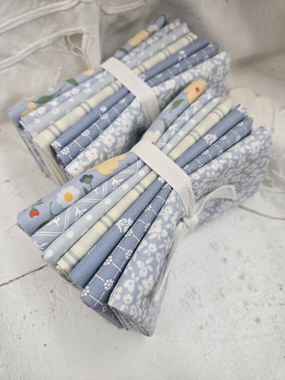 Cottage Charm...FQ Blue Bundle...Heather Briggs of My Sew Quilty Life...Moda Fabrics...7 prints