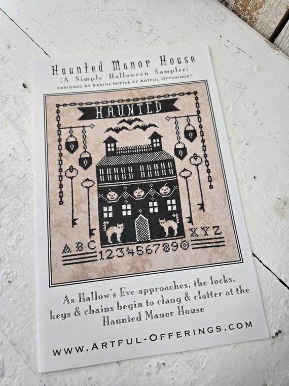 Haunted Manor House (A Simple Halloween Sampler)...Artful Offerings...cross stitch chart...autumn...Halloween