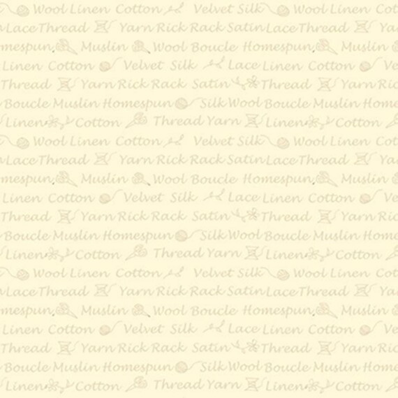 Stash Happy...R381621D cream...script...Jeni Gaston...Marcus Fabrics