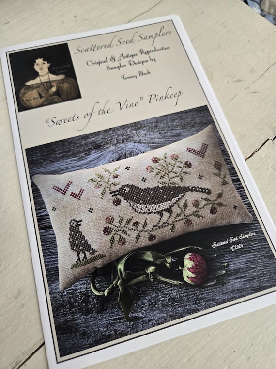 Sweets of the Vine Pinkeep...Scattered Seed Samplers...Tammy Black...cross stitch pattern