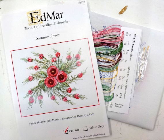 Summer Roses...EdMar kit #5123...Brazilian embroidery