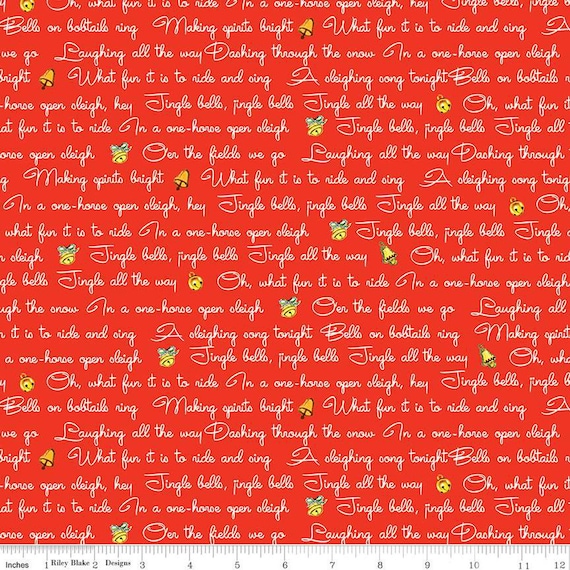 Jingle Bells...Lyrics Red C14832-RED...The Cottage Mama...Riley Blake Designs