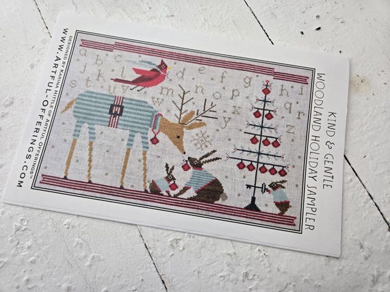 Kind & Gentle...Woodland Holiday Sampler...Artful Offerings...cross stitch chart...winter stitch...Christmas