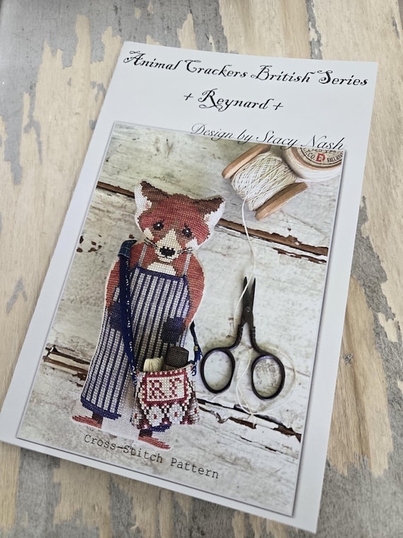 Reynard, Animal Crackers British Series by Stacy Nash Primitives...cross stitch chart, fox