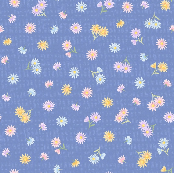 Gathering Sun....MAS11193-B...Blue...Tossed Floral...Maywood Studio