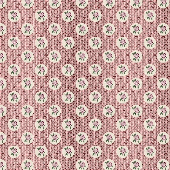 Heritage Garden...DV7515...Cobblestone Flowers Red...Emma Newman of Gathering Thread...Devonstone Collection