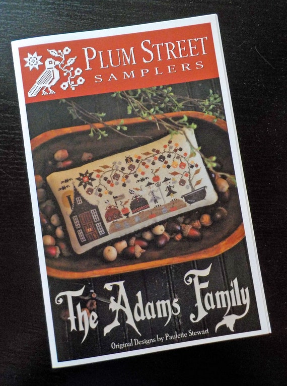 The Adams Family by Plum Street Samplers...cross stitch pattern, Halloween cross stitch, autumn cross stitch