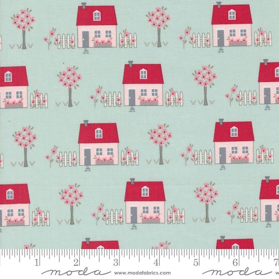 My Summer House Aqua 3040 14 designed by Bunny Hill Designs for Moda Fabrics