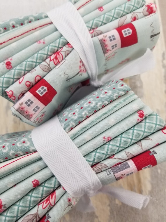 My Summer House Aqua bundle designed by Bunny Hill Designs for Moda Fabrics, 7 fat quarters