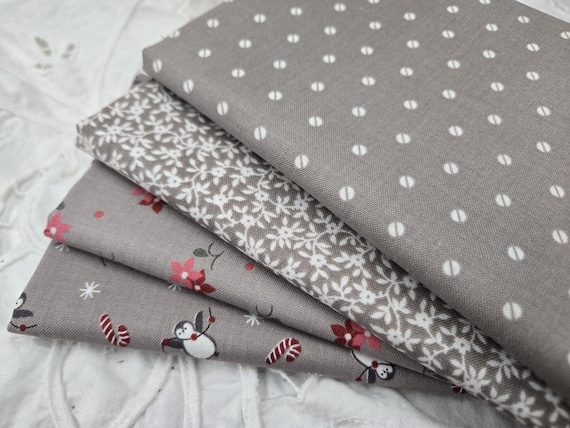 A Very Sweet Christmas...fat quarter Grey bundle...Anne Sutton/Bunny Hill Designs...Moda Fabrics...4 prints