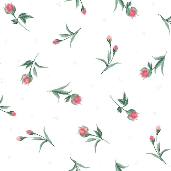 Garden Picnic...Buds...White...MAS10772-W...Maywood Studio