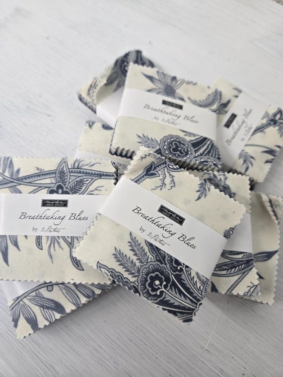 Breathtaking Blues...mini charm pack...3 Sisters...Moda Fabrics...42 squares