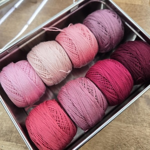 Rose Blush thread box...featuring 8 DMC perle cotton balls...no 8