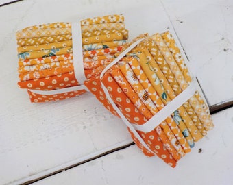 Flea Market orange and gold bundle by Lori Holt of Bee in My Bonnet for Riley Blake Designs...9 orange and gold fat quarters