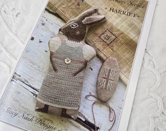 Harriet, Animal Crackers British Series...Stacy Nash Primitives...cross stitch chart...rabbit